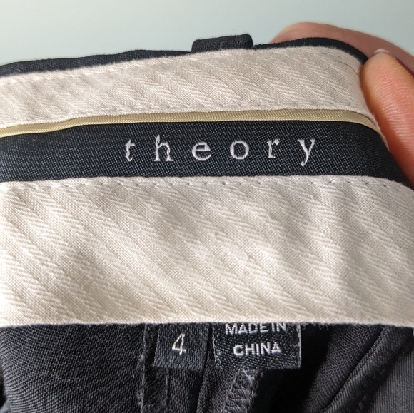 Theory Black Treeca wool dress business pants trousers straight leg EUC size 4 - Picture 5 of 7